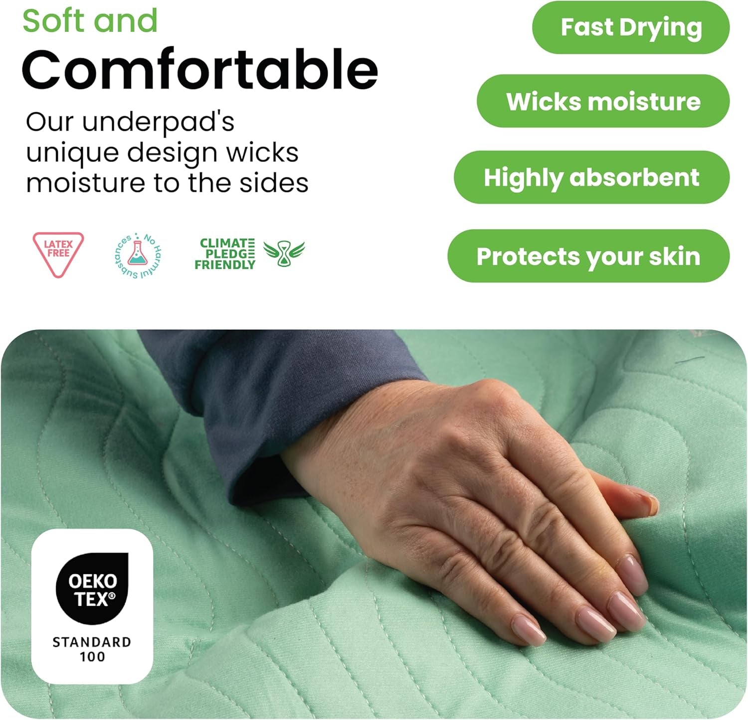 ® Washable Underpads, 18" X 24" (Pack of 4) - Heavy Absorbency Reusable Incontinence Pads for Kids, Adults, Elderly, and Pets - Waterproof Protective Pad for Bed, Couch, Sofa, Furniture, Floor