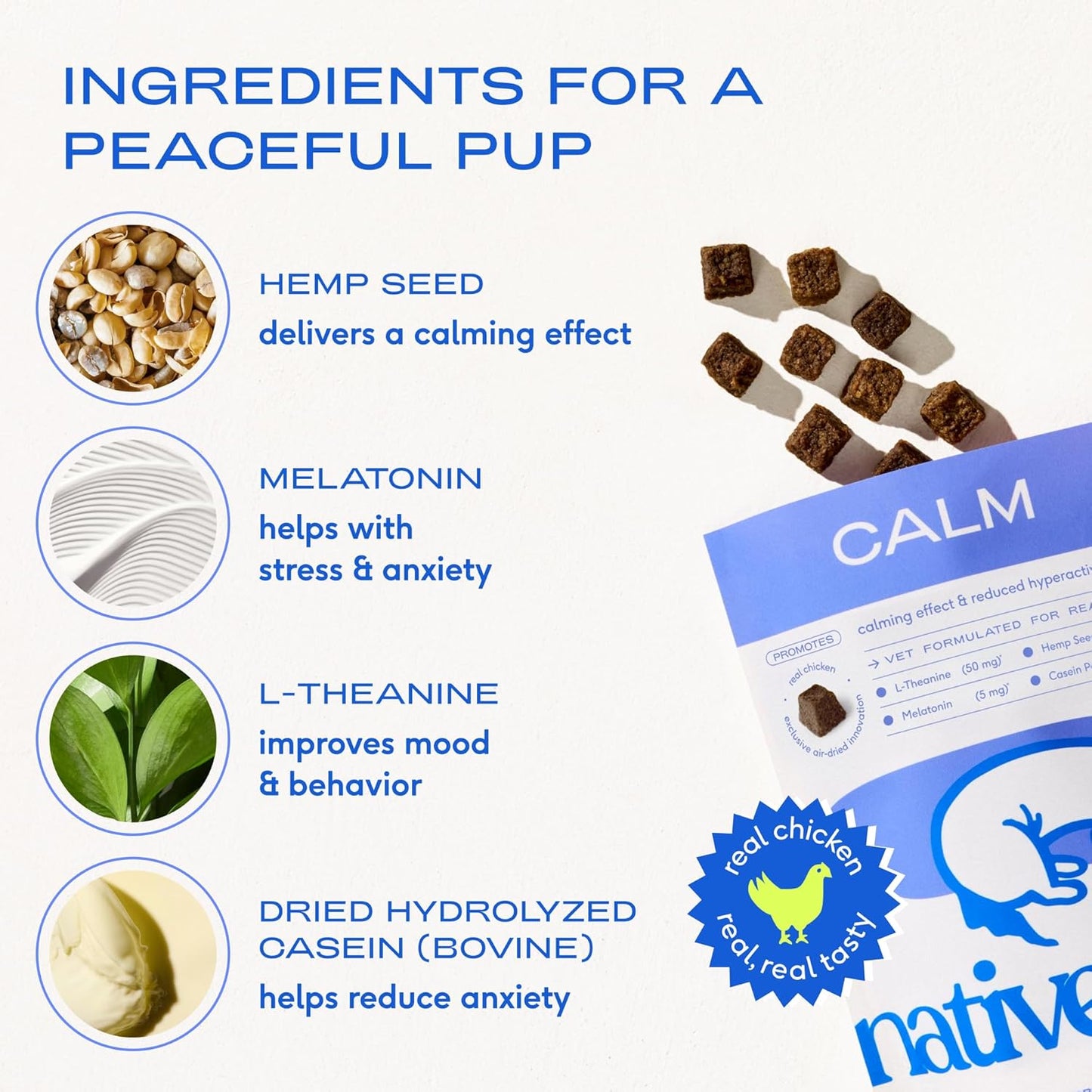 Calming Chews for Dogs - Melatonin for Dogs Anxiety Relief - Grain Free All Natural Hemp Calming Treats & L-Theanine Helps Manage Stress & Separation Anxiety - Puppy Sleep Aid - 60 Chews