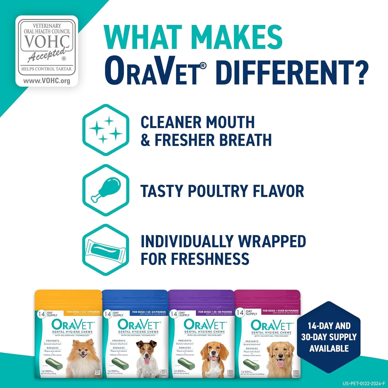 Dental Chews for Dogs, Oral Care and Hygiene Chews (Extra Small Dogs, 3.5-9 Lbs.) Yellow Pouch, 30 Count