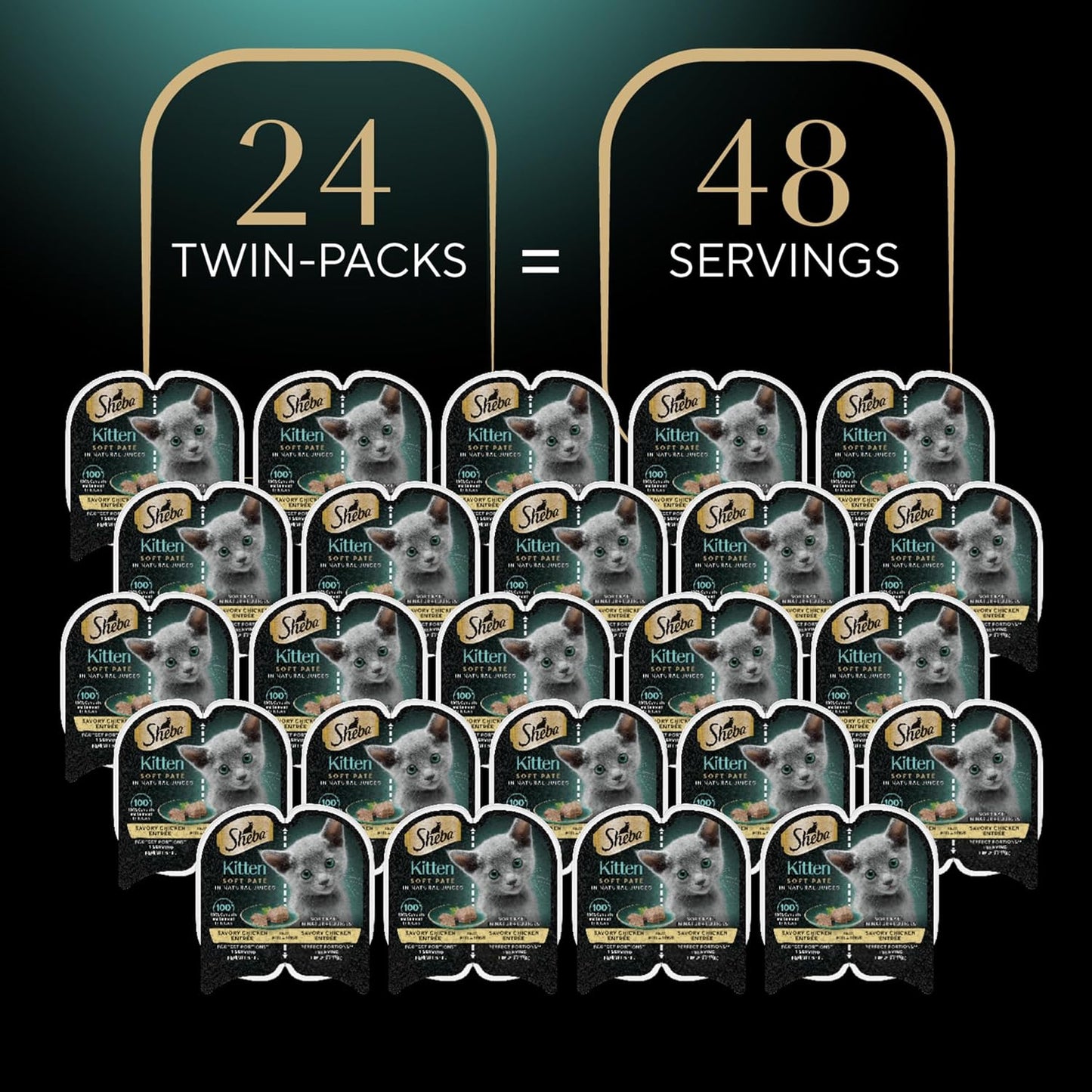 Perfect Portions Kitten Wet Cat Food Pate Chicken Entree, 2.6 Oz. Twin-Pack Trays (24 Count, 48 Servings)