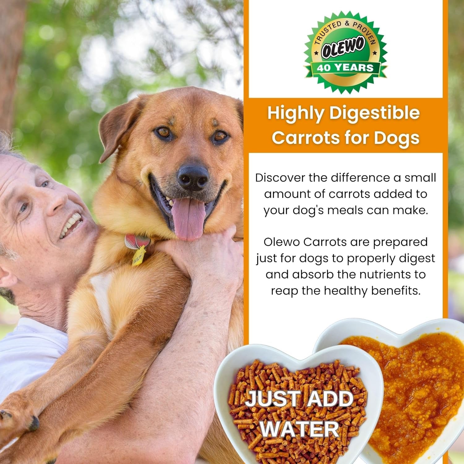 Original Carrots for Dogs – Fiber for Perfect Poop, Dehydrated Dog Food Toppers for Picky Eaters, Natural Skin & Coat Support, Multivitamin, Probiotics for Digestive & Gut Health, 2.2 Lbs