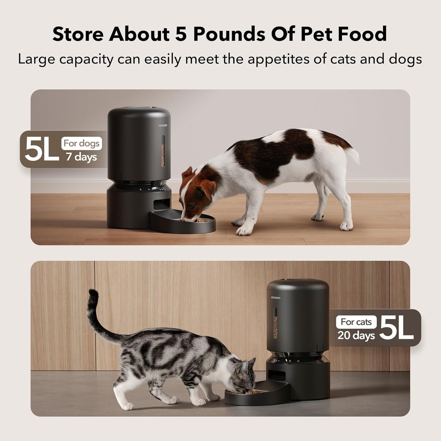 Automatic Cat Feeder with Camera, 1080P HD Video with Night Vision, 5G Wifi Pet Feeder with 2-Way Audio, Low Food & Blockage Sensor, Motion & Sound Alerts for Cat & Dog Single Tray