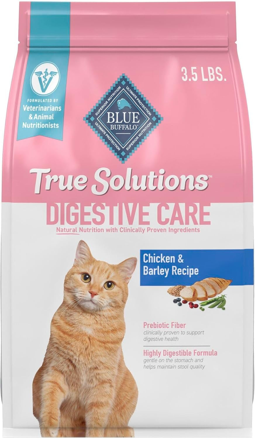 True Solutions Digestive Care Natural Dry Cat Food for Adult Cats, Chicken, 3.5-Lb. Bag