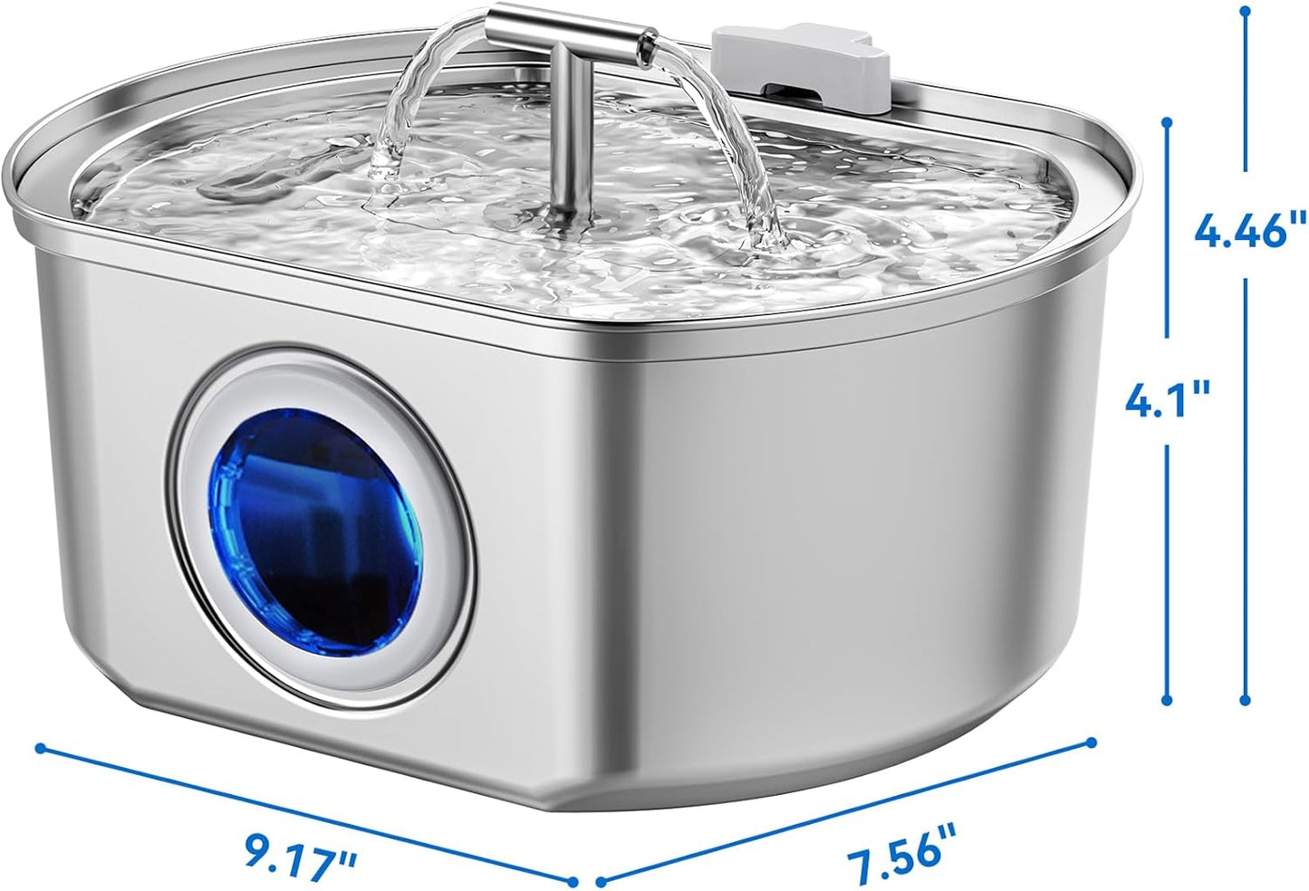 Cat Water Fountain Stainless Steel - Pet Drinking Fountain for Cats Indoor - 3.2L/108Oz Automatic Water Dispenser with Watering Level Window (4 Filter)