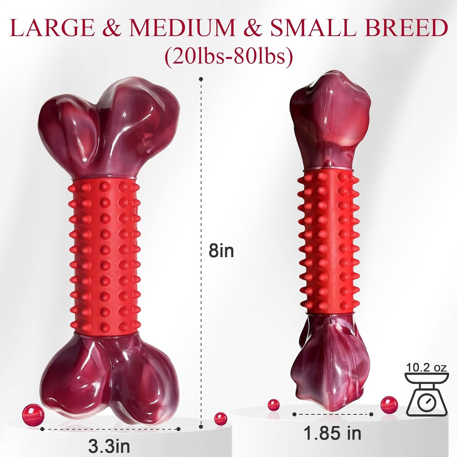 Tough Dog Toys for Aggressive Chewers Large Breed, Beef Flavor Dog Chew Bone, Nylon & Rubber Chew Toy for Medium Large Dogs