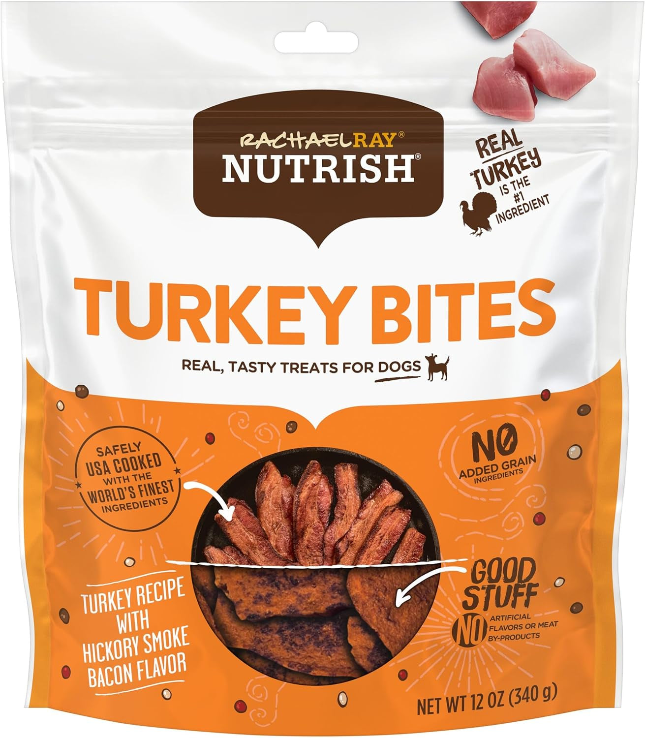 Rachael Ray  Turkey Bites Turkey Recipe with Hickory Smoke Bacon Flavor Dog Treats, 12 Oz. Pouch