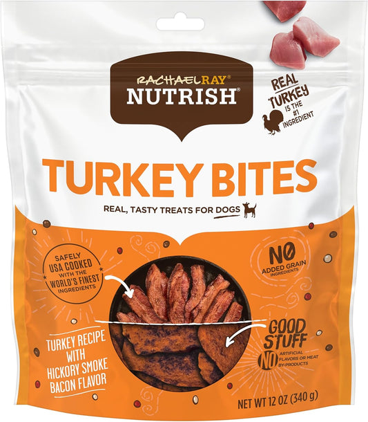 Rachael Ray  Turkey Bites Turkey Recipe with Hickory Smoke Bacon Flavor Dog Treats, 12 Oz. Pouch