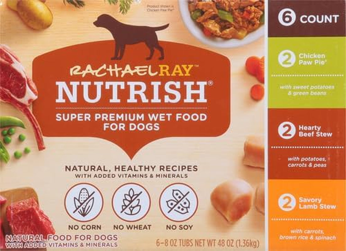 Rachael Ray  Natural Premium Wet Dog Food, Savory Favorites Variety Pack, 8 Ounce Tub (Pack of 6) (6303230800)