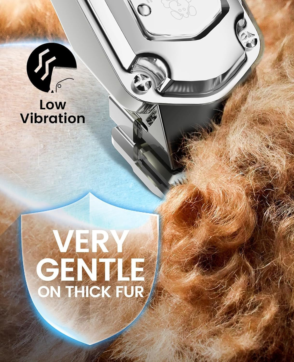 Dog Clippers for Grooming Thick Hair Professional,Cordless/Rechargeable Pet Grooming Kit with Detachable Metal Combs, Low Noise Heavy-Duty Pet Clippers for Thick/Curly/Fine/Wavy Hair (Sliver)