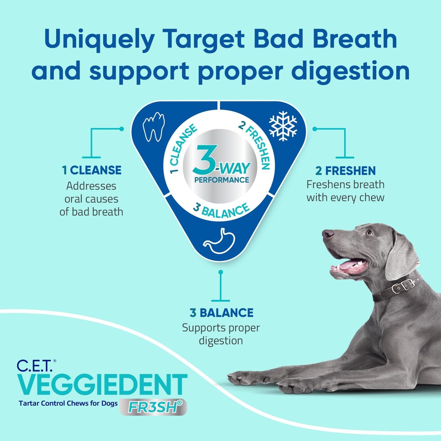 CET VEGGIEDENT FR3SH Tartar Control Chews for Dogs - Small