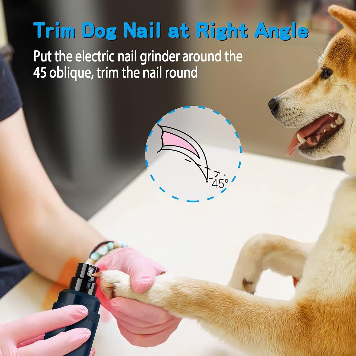Dog Nail Grinder Upgraded - Professional 2-Speed Electric Rechargeable Pet Nail Trimmer Painless Paws Grooming & Smoothing for Small Medium Large Dogs & Cats(Dark Blue)