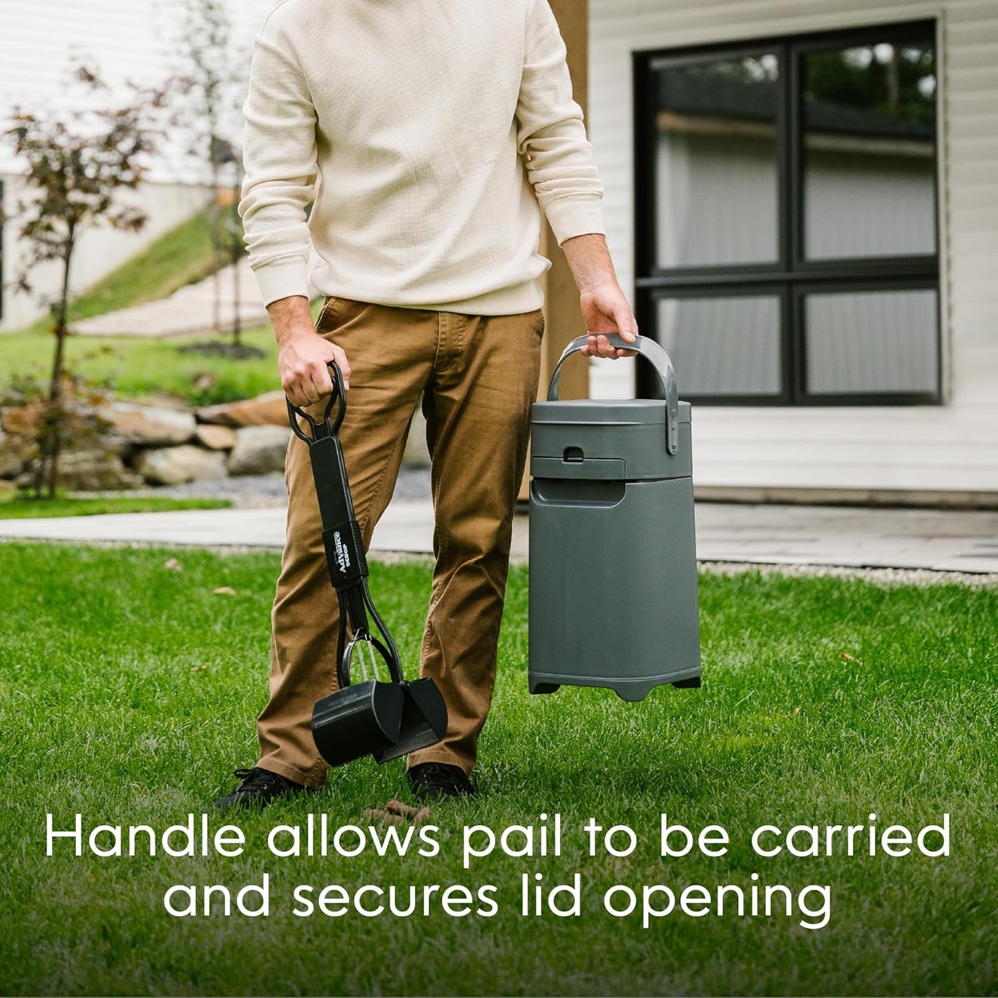 Pail | Dog Waste Disposal System for Outdoor and Indoor Odor Control | Dog Poop Trash Can | Includes 1 Square Refill Bag That Lasts up to 2 Months