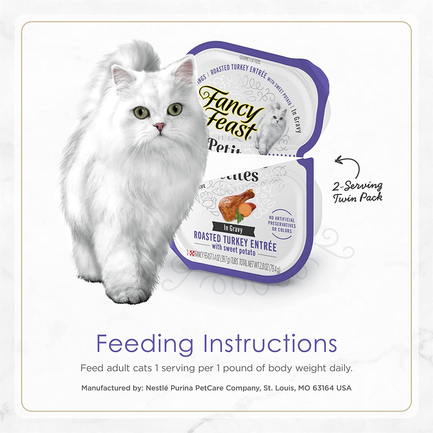 Purina  Petites with Roasted Turkey Entrée with Sweet Potato in Gravy Gourmet Wet Cat Food - (Pack of 12) 2.8 Oz. Tubs