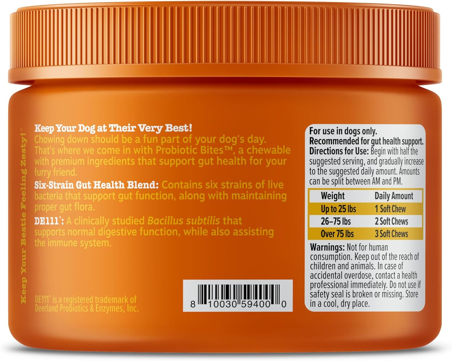 Probiotics for Dogs, Digestive Enzymes Gut Flora, Digestive Health, Diarrhea & Bowel Support, DE111, Dog Probiotics Soft Chew for Pet Immune System, Chicken, 90 Ct