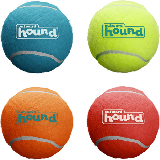 Squeaker Ballz, Interactive Dog Toy, Squeaky Tennis Ball, Durable Dog Toy for Fetch, Multi-Pack of 4, Medium