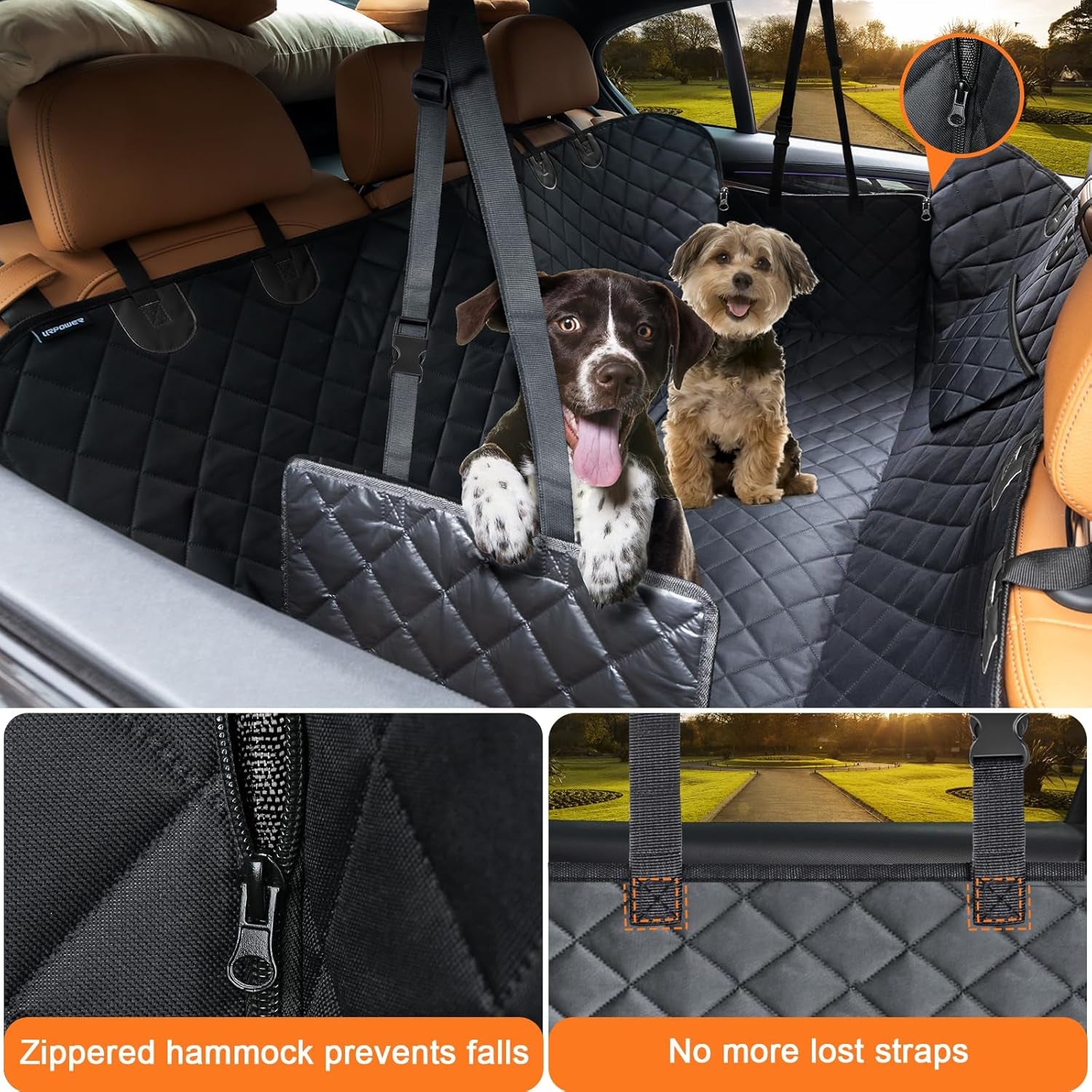 Dog Seat Cover, 100% Waterproof Hammock 600D Heavy Duty Scratch Proof Nonslip Durable Soft Pet Back Seat Covers for Cars Trucks and Suvs