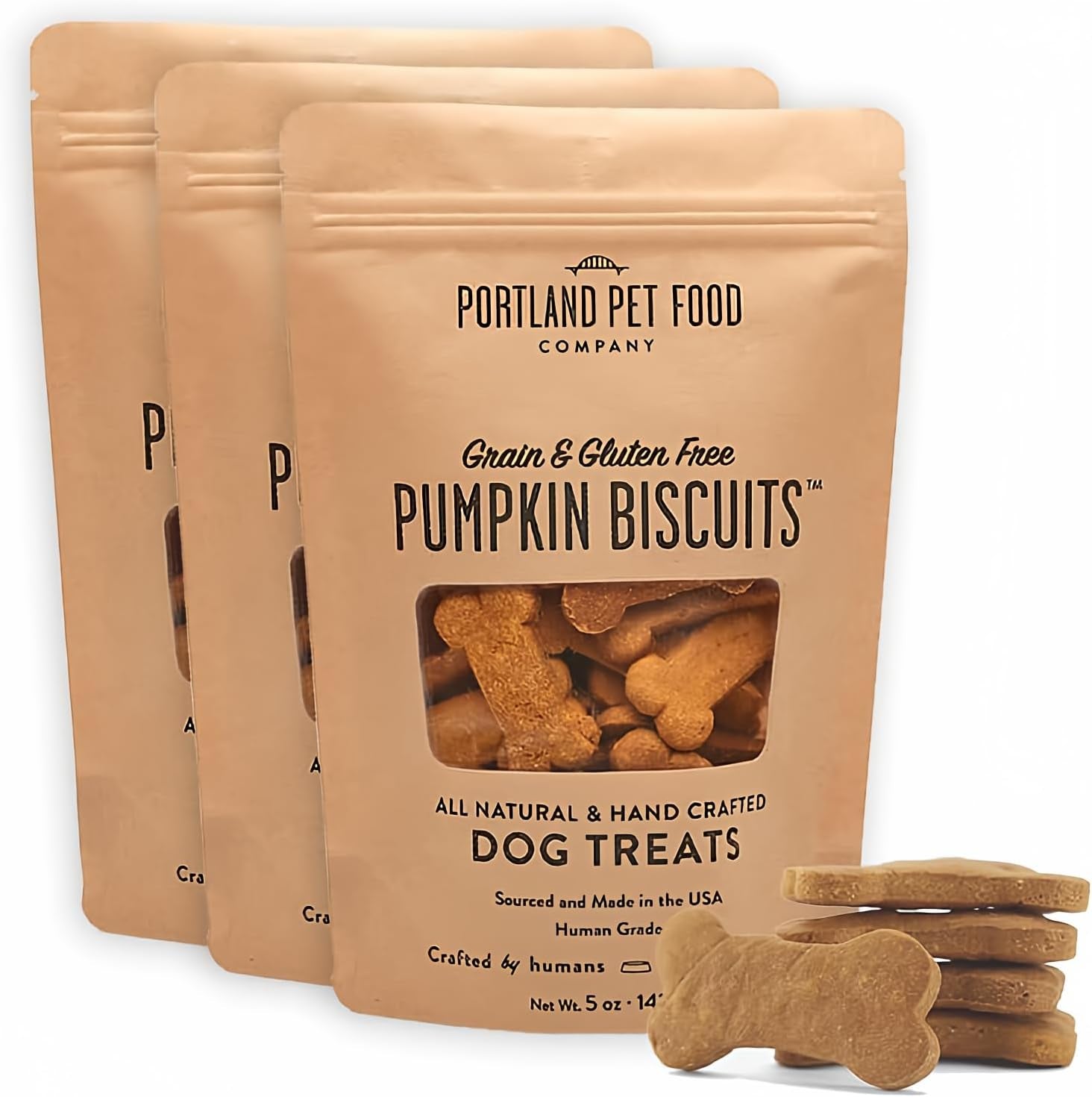 Pumpkin Healthy Dog Treats - Multipack, Grain-Free, Human-Grade, All Natural Dog Training Treats & Biscuits Made in the USA - 3-Pack (5 Oz)