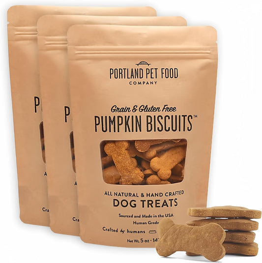 Pumpkin Healthy Dog Treats - Multipack, Grain-Free, Human-Grade, All Natural Dog Training Treats & Biscuits Made in the USA - 3-Pack (5 Oz)