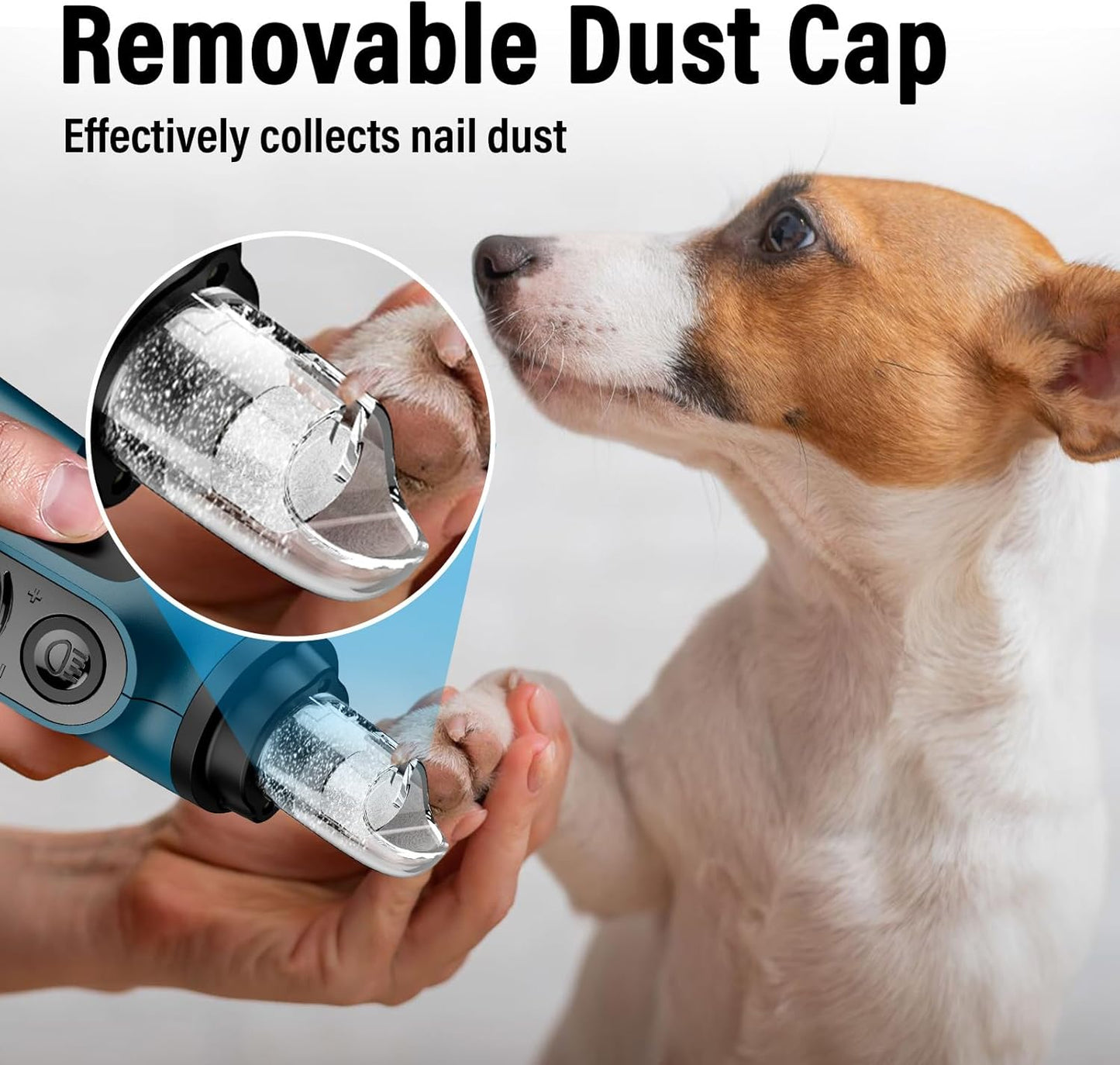 Smart 6-Speed Dog Nail Grinder - 50% More Power Pet Nail Grinder with 2 LED Lights Quiet Rechargeable Electric Dog Nail Trimmers File Toenail Grinder for Large Medium Small Dogs & Cats (DB)