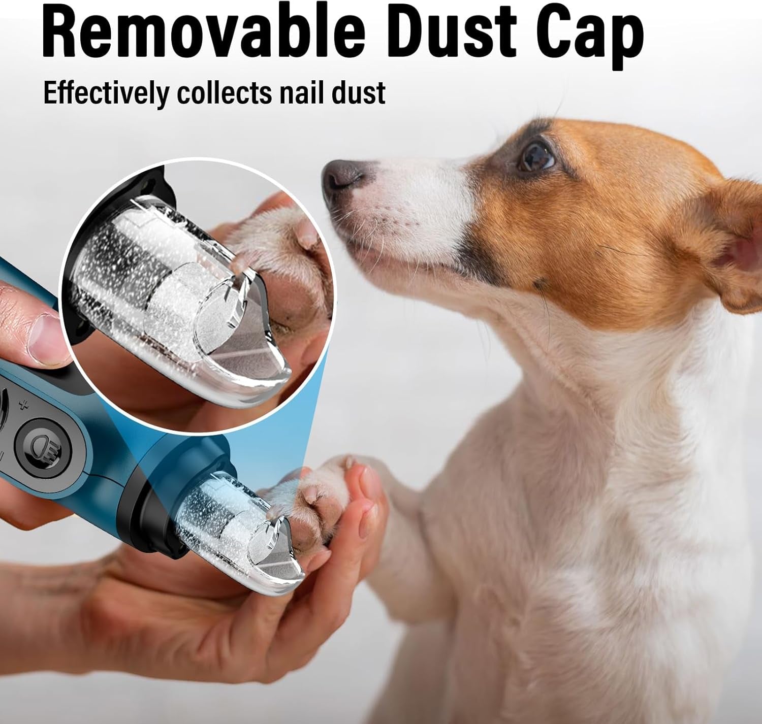 Smart 6-Speed Dog Nail Grinder - 50% More Power Pet Nail Grinder with 2 LED Lights Quiet Rechargeable Electric Dog Nail Trimmers File Toenail Grinder for Large Medium Small Dogs & Cats (DB)