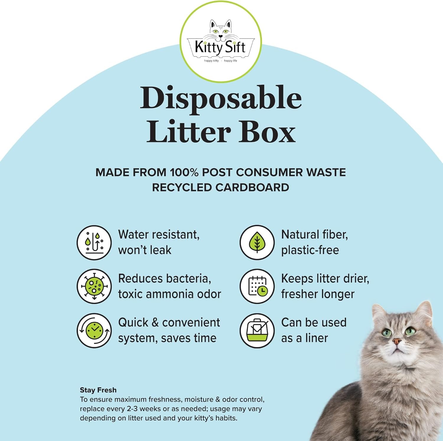 (6-Pack) Disposable Cat Litter Box, Sustainable, Clean - Large, 6-Pack