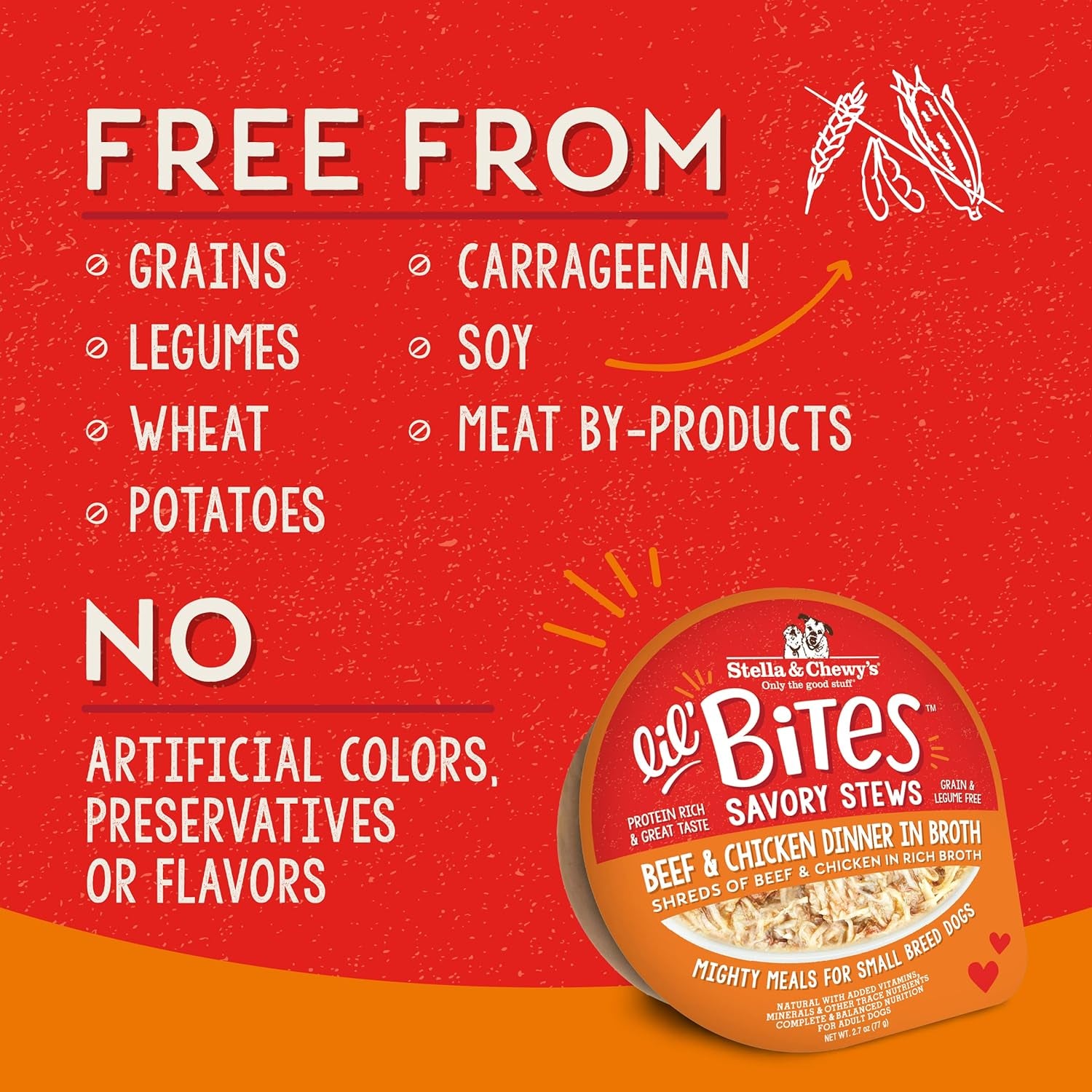 Lil Bites Savory Stews for Small Breeds Beef & Chicken Dinner in Broth, 2.7 Oz. Cups (Pack of 12)