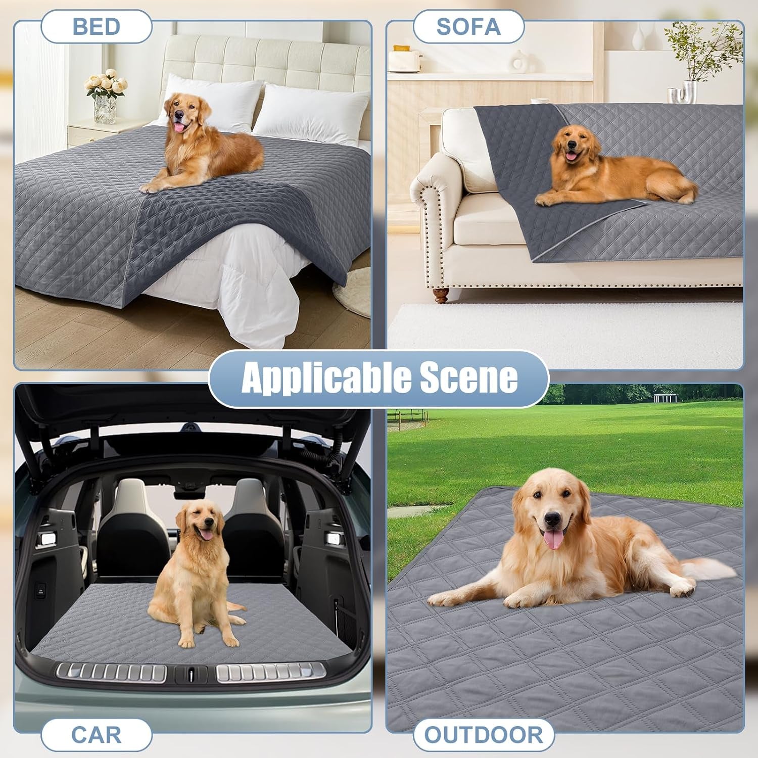 Waterproof Dog Bed Cover Pet Blanket, Soft Washable Dog Blanket for Furniture Bed Couch Sofa Reversible (30"X70", Grey/Dark Grey)