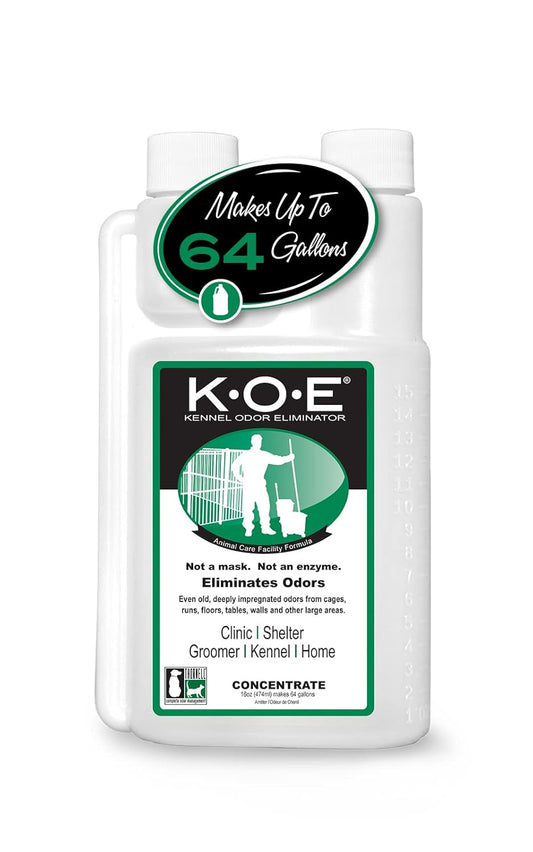 , Thornell KOE Kennel Odor Eliminator Concentrate, Great for Cages, Runs, Floors & More, Pet Odor Eliminator for Home & Kennel W/Safe, Non-Enzymatic Formula, 16 Oz, White – Not a Spray Bottle