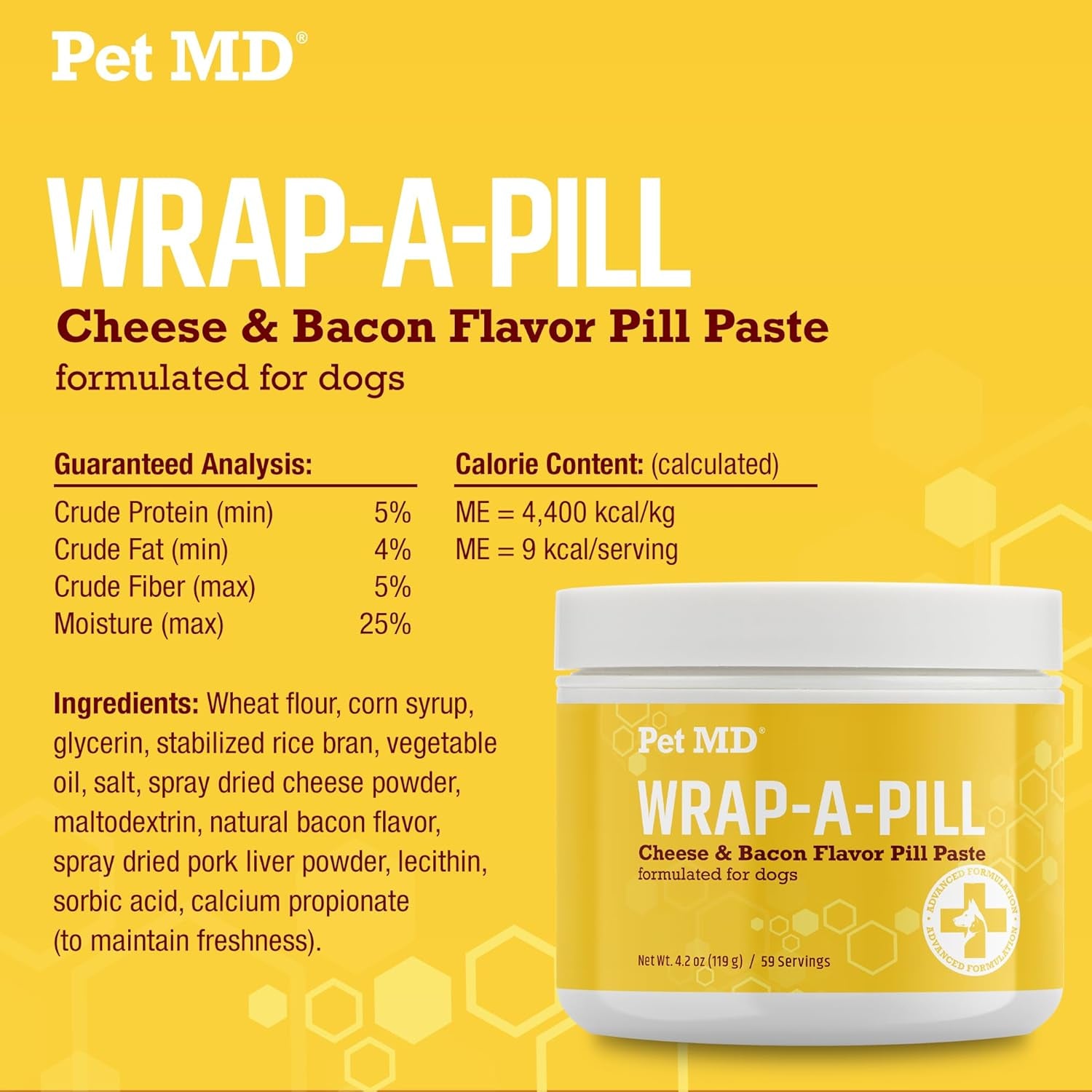 Wrap a Pill Cheese & Bacon Flavor Pill Paste for Dogs - Make a Pocket or Pouch to Hide Pills & Medication 4.2 Oz