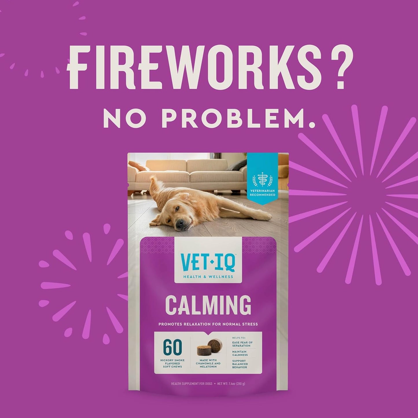Calming Support Supplement for Dogs, Calming Chews Help Manage Stress and Promote Relaxation, Anxiety Relief for Dogs, Made in the USA, 60 Count