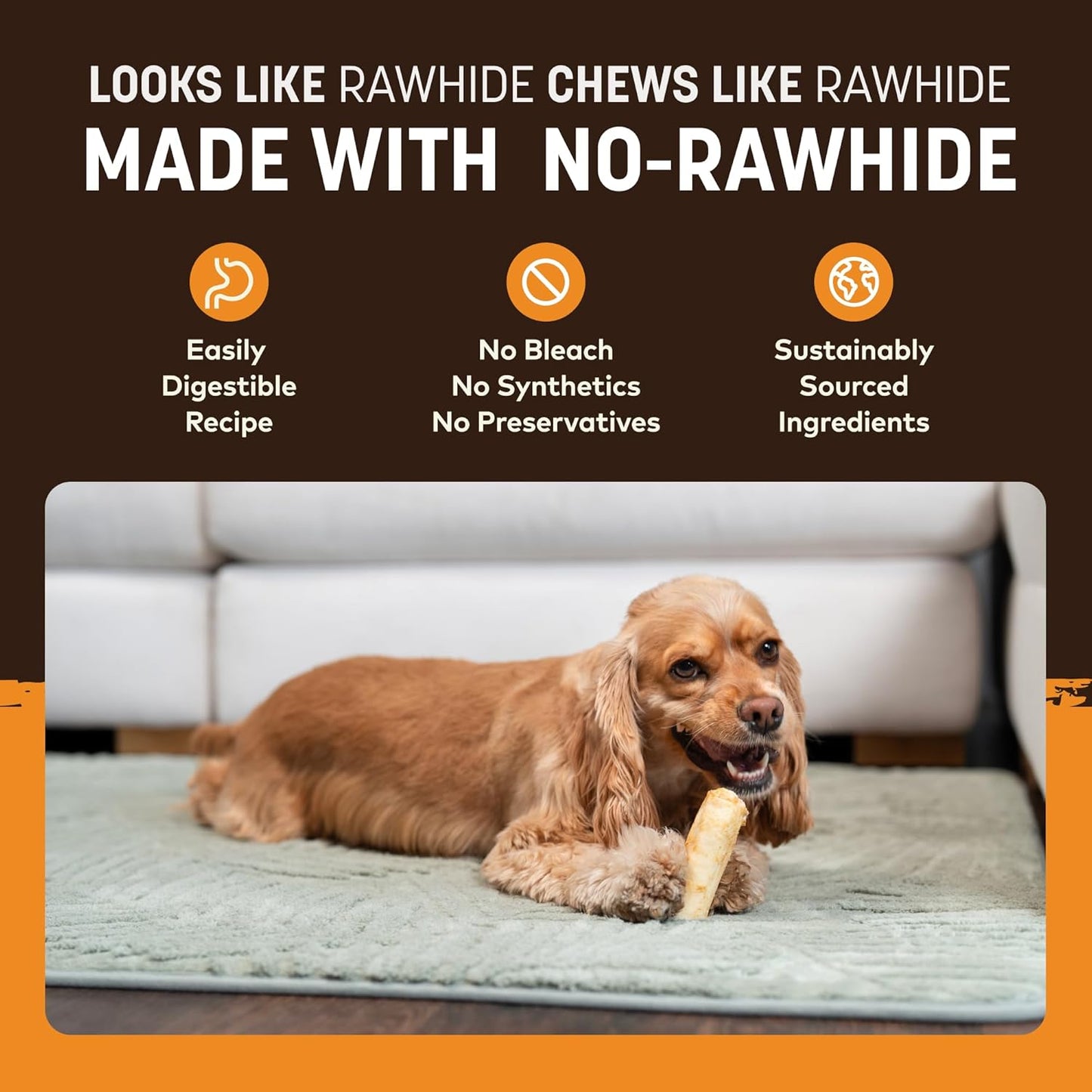 No Hide Chews - Long Lasting Rawhide Free Small Dog Chews Rolls, Chicken - 6 Count