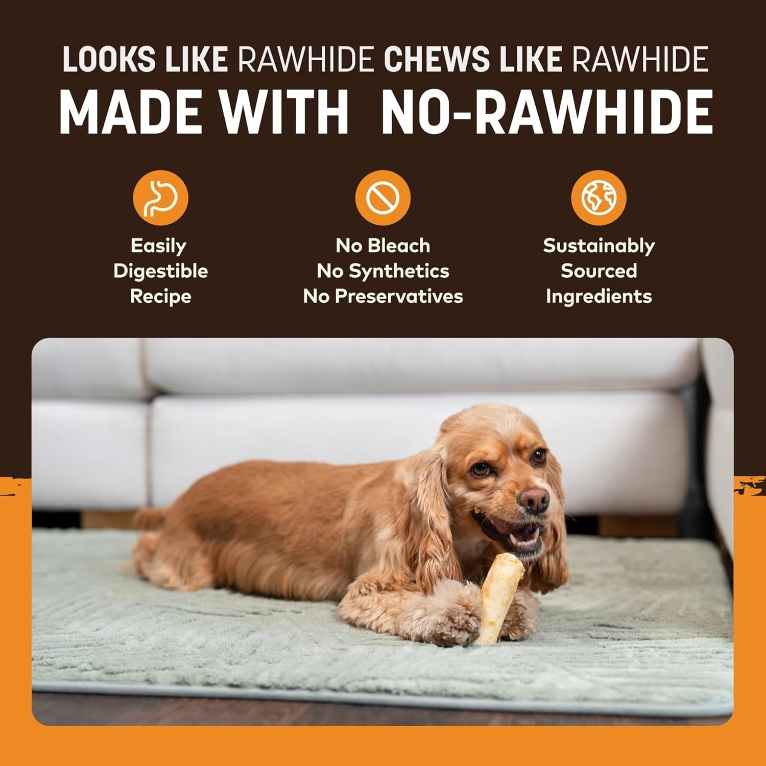 No Hide Chews - Long Lasting Rawhide Free Small Dog Chews Rolls, Chicken - 6 Count