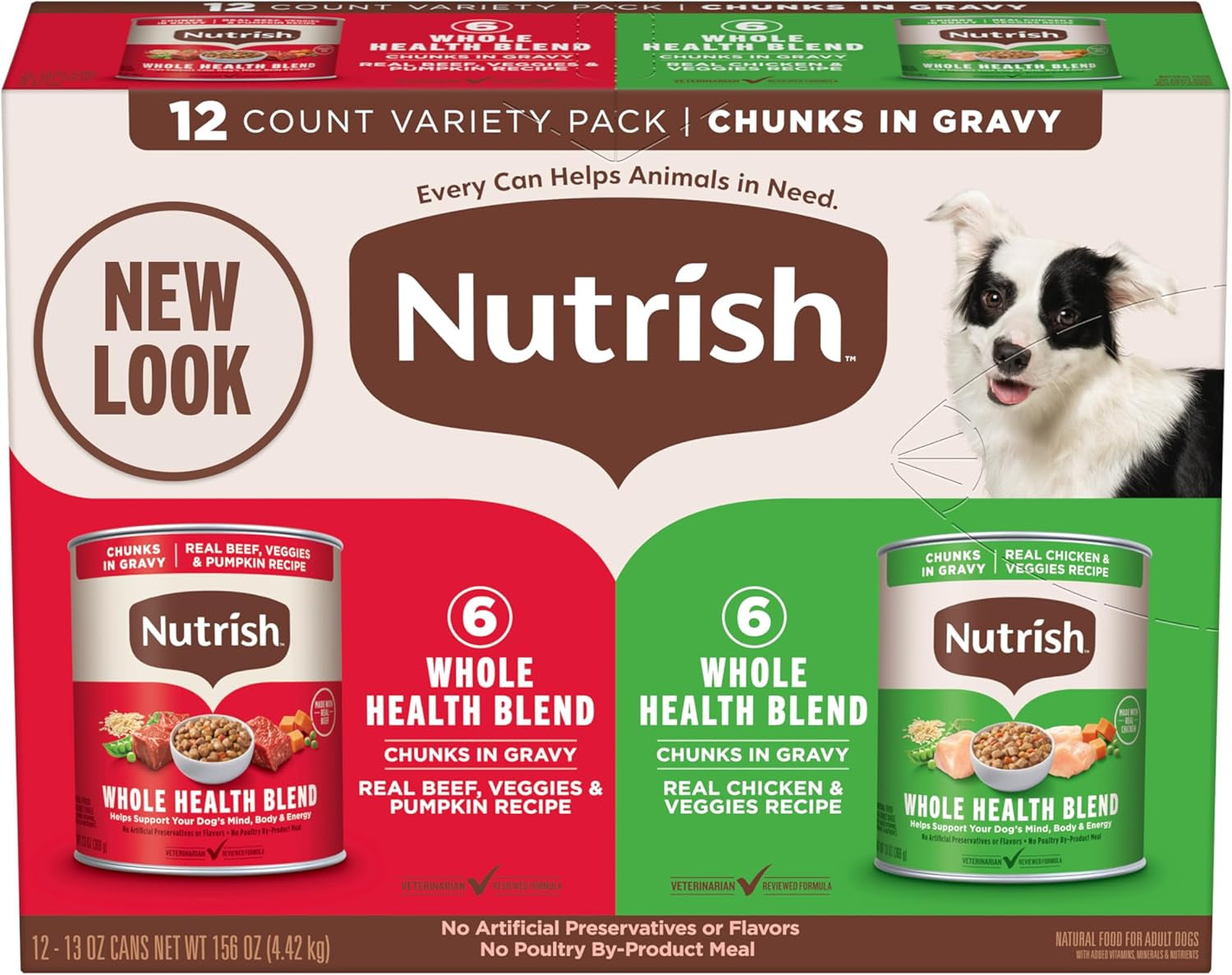 Whole Health Blend Chunks in Gravy Variety Pack Wet Dog Food, 13 Oz. Can, 12 Count (Rachael Ray)