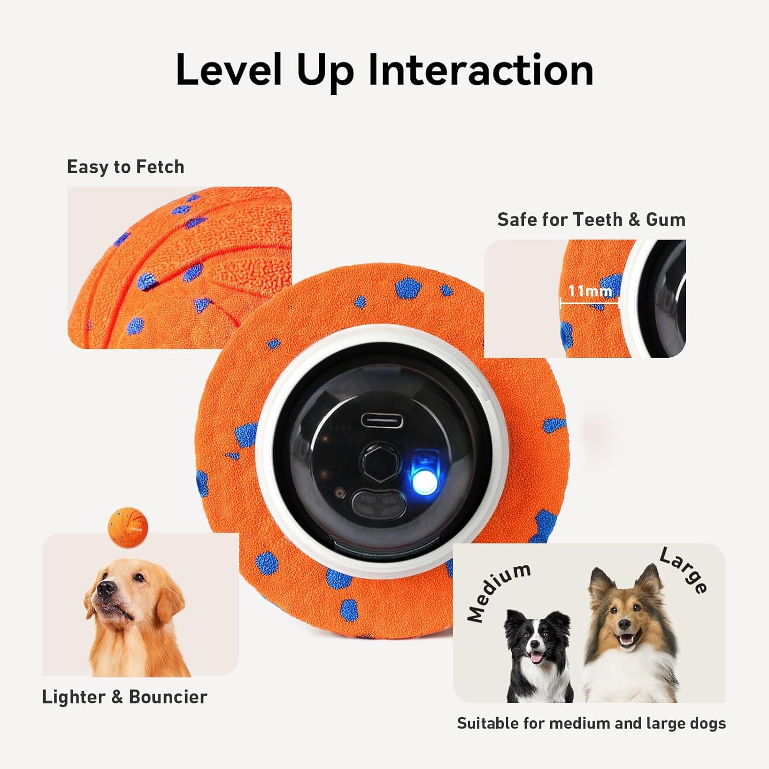 Smart Interactive Dog Toy, Wicked Ball AIR, Automatic Moving, Bouncing, Rotating, IPX7 Waterproof Rating, Active Rolling Ball for Medium and Large Dogs