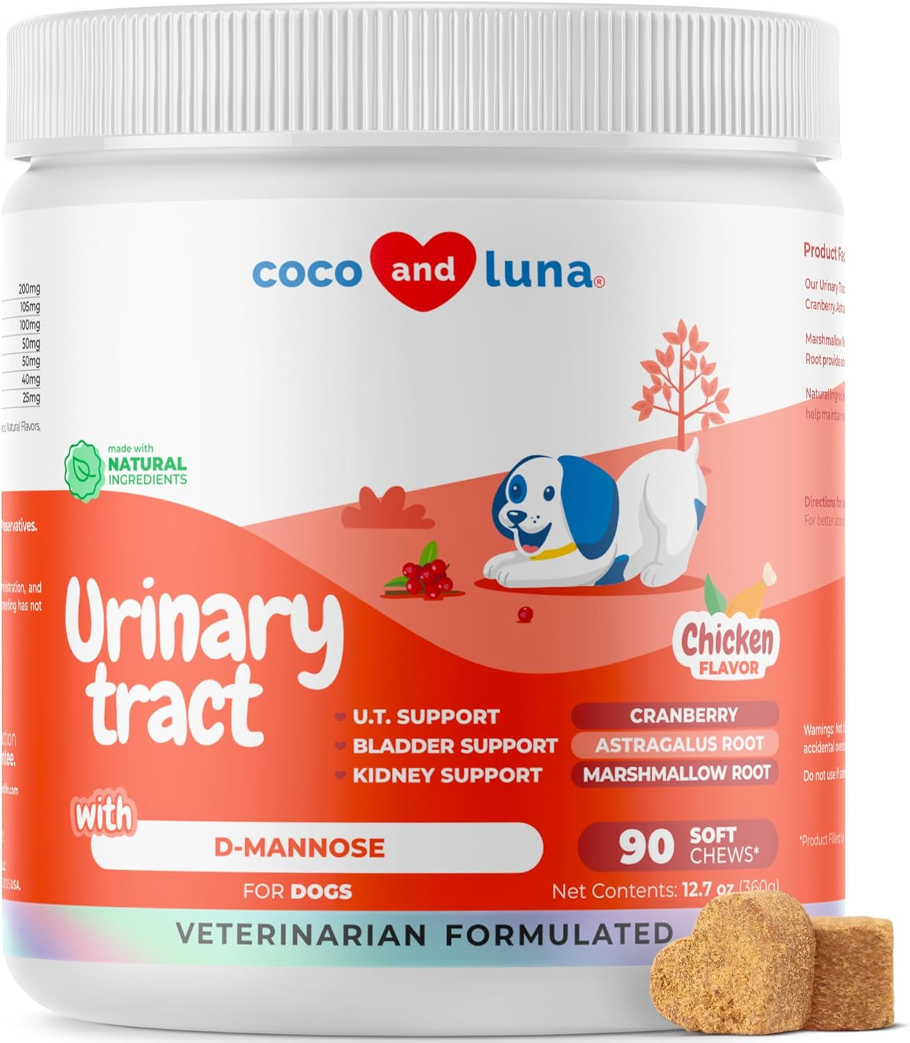 Cranberry for Dogs - 90 Soft Chews - Urinary Tract Support, Bladder Health, Dog UTI, Bladder Stones, Incontinence Support (Soft Chews)