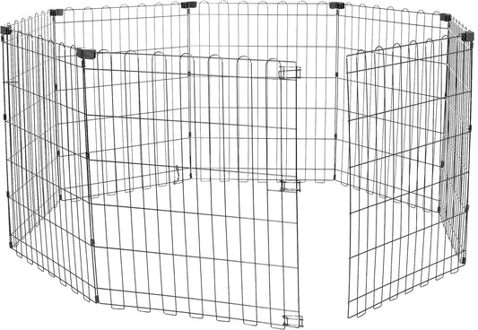 Foldable Octagonal Metal Exercise Dog Playpen - Indoor/Ou, , Blacktdoor, No Door, Small (8 Panels, 24 X 30), Easy to Assemble, Store, and Customize, 30" - Small, Black