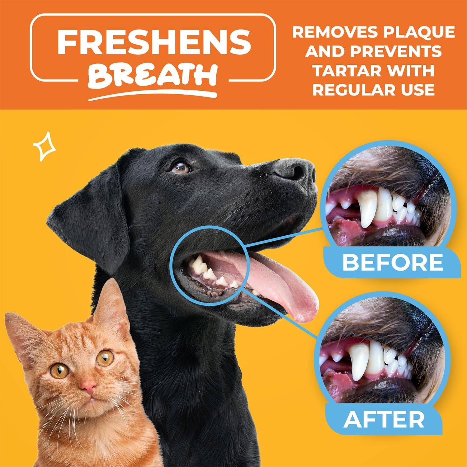 Dog Teeth Cleaning Wipes - Dental Finger Wipes for Cats & Dogs - Pet Toothbrush & Tooth Brushing Kit - Effective Teeth Cleaner