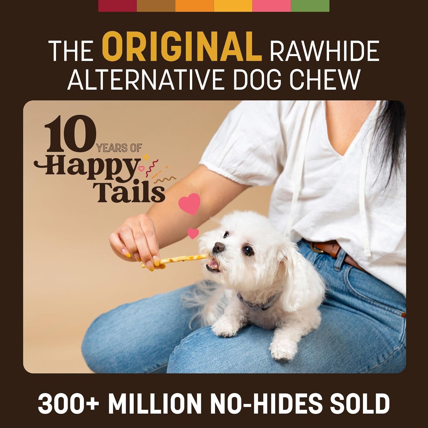 No Hide Stix - Long Lasting Rawhide Free Small Dog Chews Sticks, Peanut Butter - 20 Count Value Pack