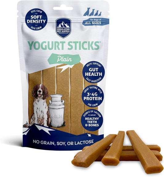 Yogurt Sticks, Plain Flavored, Dog Treats with Prebiotics, Probiotics & Protein, Digestive Support, Lactose & Gluten Free, Natural Dog Treat for All Breeds, Made in America, 5 Count