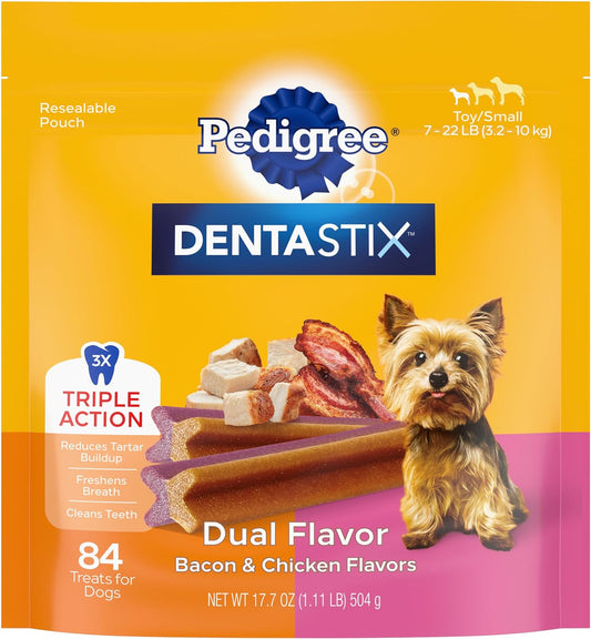 Dentastix Dual Flavor Small Breed Dog Treats, Bacon & Chicken, 17.78 Oz. Bag (84 Treats, Pack of 1)