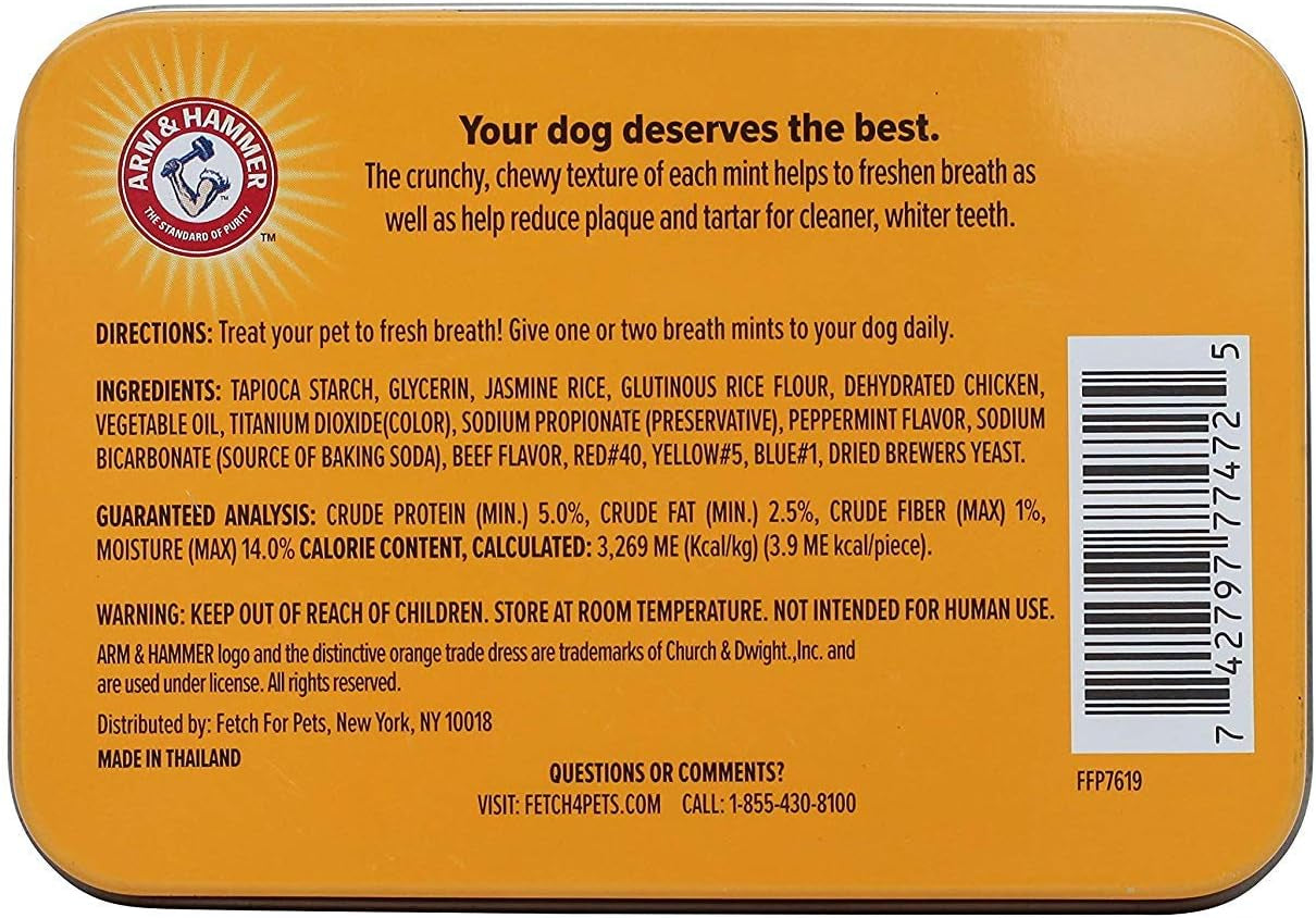 for Pets Tartar Control Dental Mints for Dogs | Dog Dental Mints Help Reduce Plaque & Tartar Buildup without Brushing | Beef Flavor, 40 Count