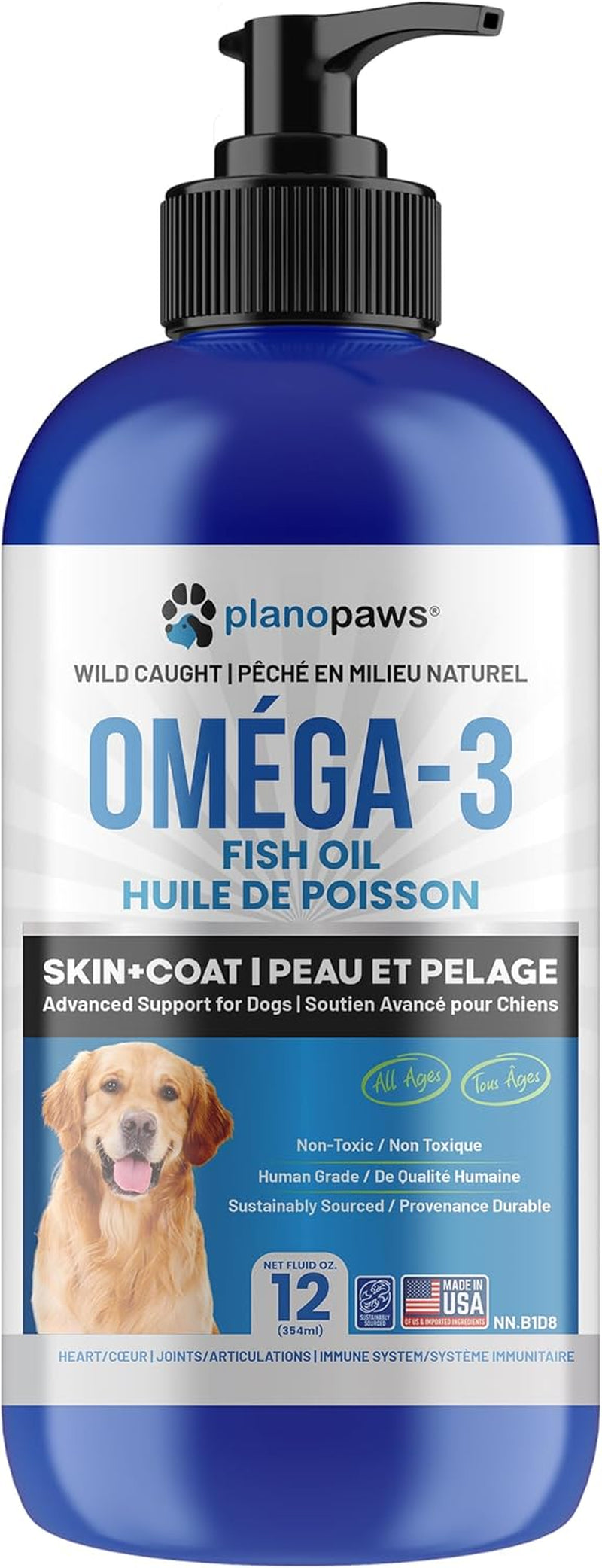 Omega 3 Fish Oil for Dogs - Better than Salmon Oil - Dog Fish Oil Supplement to Reduce Shedding & Itching - Supports Joints, Brain, and Heart Health - Skin and Coat Supplement - Liquid Fish Oil