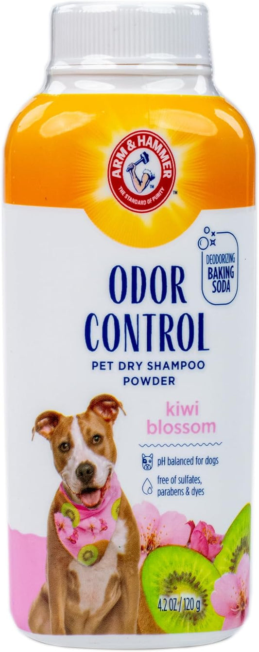 for Pets Odor Control Dry Shampoo Powder for Dogs, Best Odor Eliminating Waterless Shampoo for Dogs & Puppies, Kiwi Blossom Scent, 4.2 Ounces