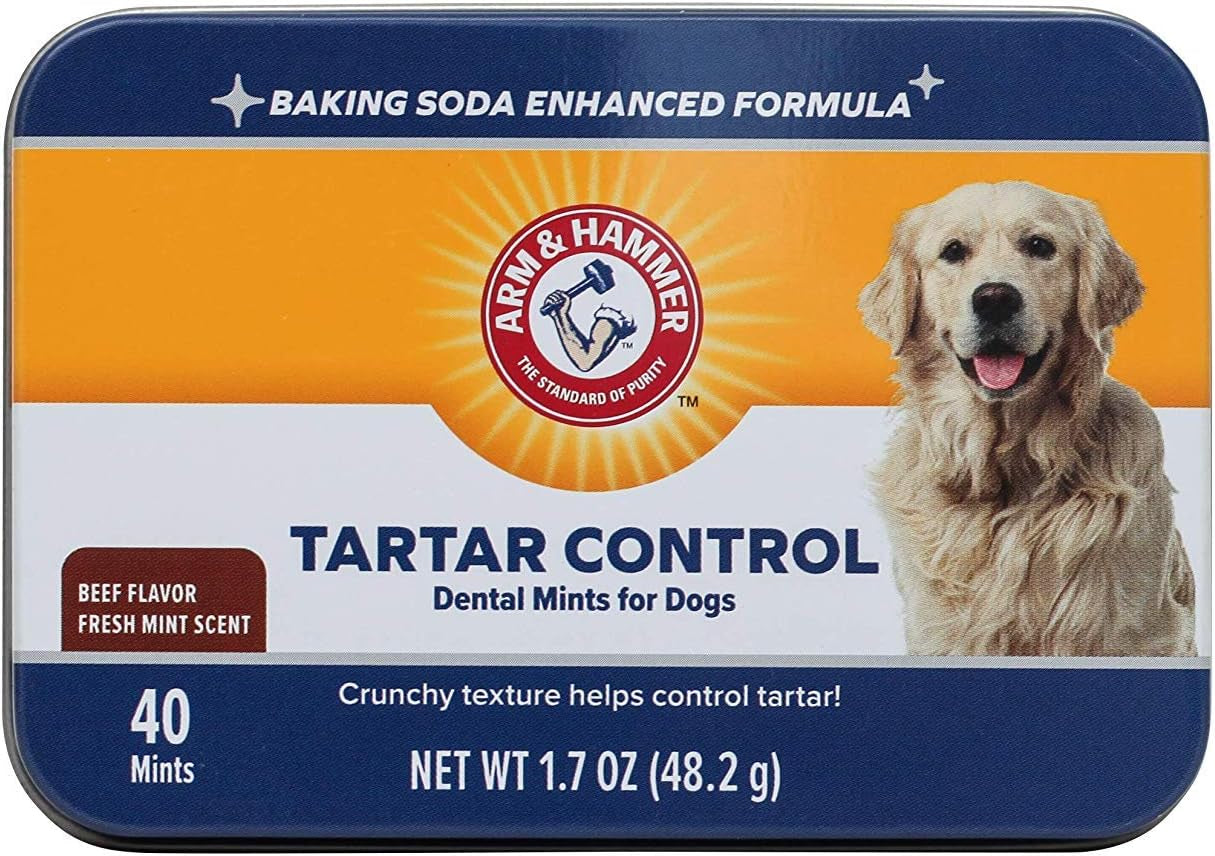 for Pets Tartar Control Dental Mints for Dogs | Dog Dental Mints Help Reduce Plaque & Tartar Buildup without Brushing | Beef Flavor, 40 Count