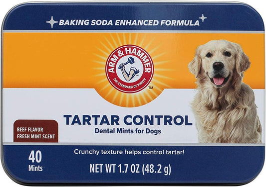for Pets Tartar Control Dental Mints for Dogs | Dog Dental Mints Help Reduce Plaque & Tartar Buildup without Brushing | Beef Flavor, 40 Count