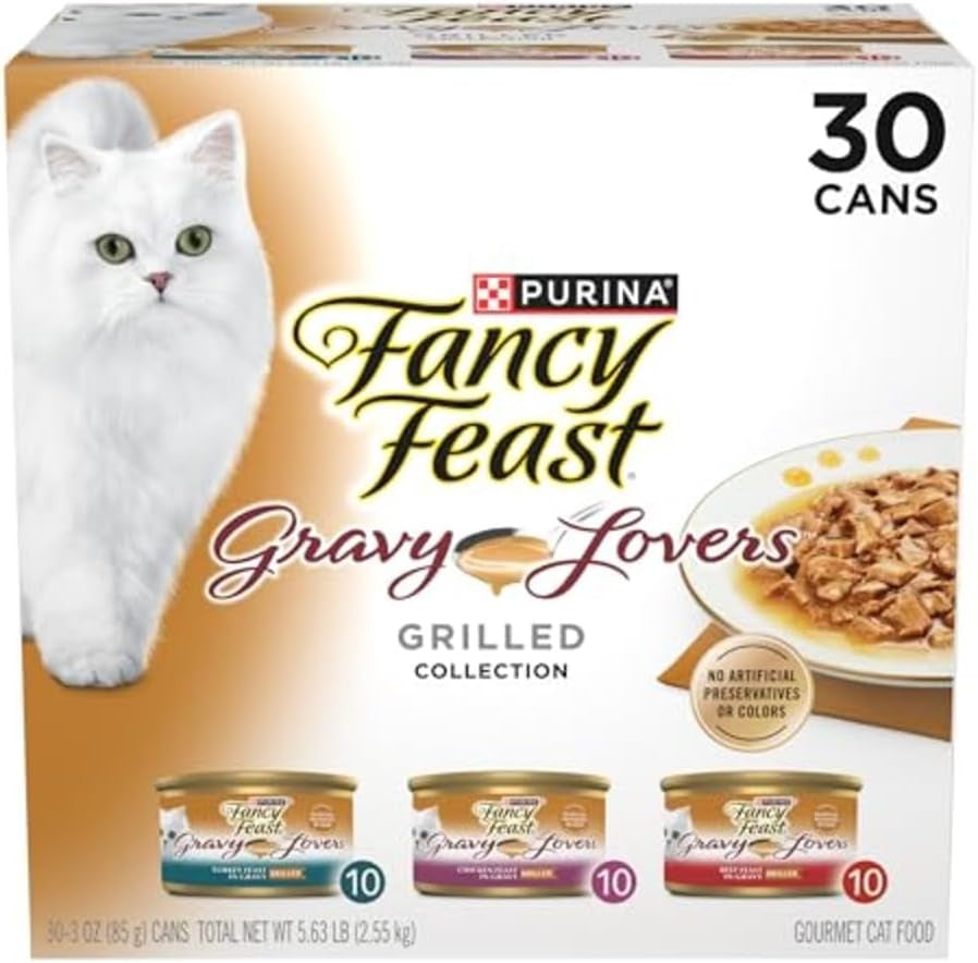 Purina  Gravy Lovers Poultry and Beef Grilled Gourmet Wet Cat Food Variety Pack - (Pack of 30) 3 Oz. Cans