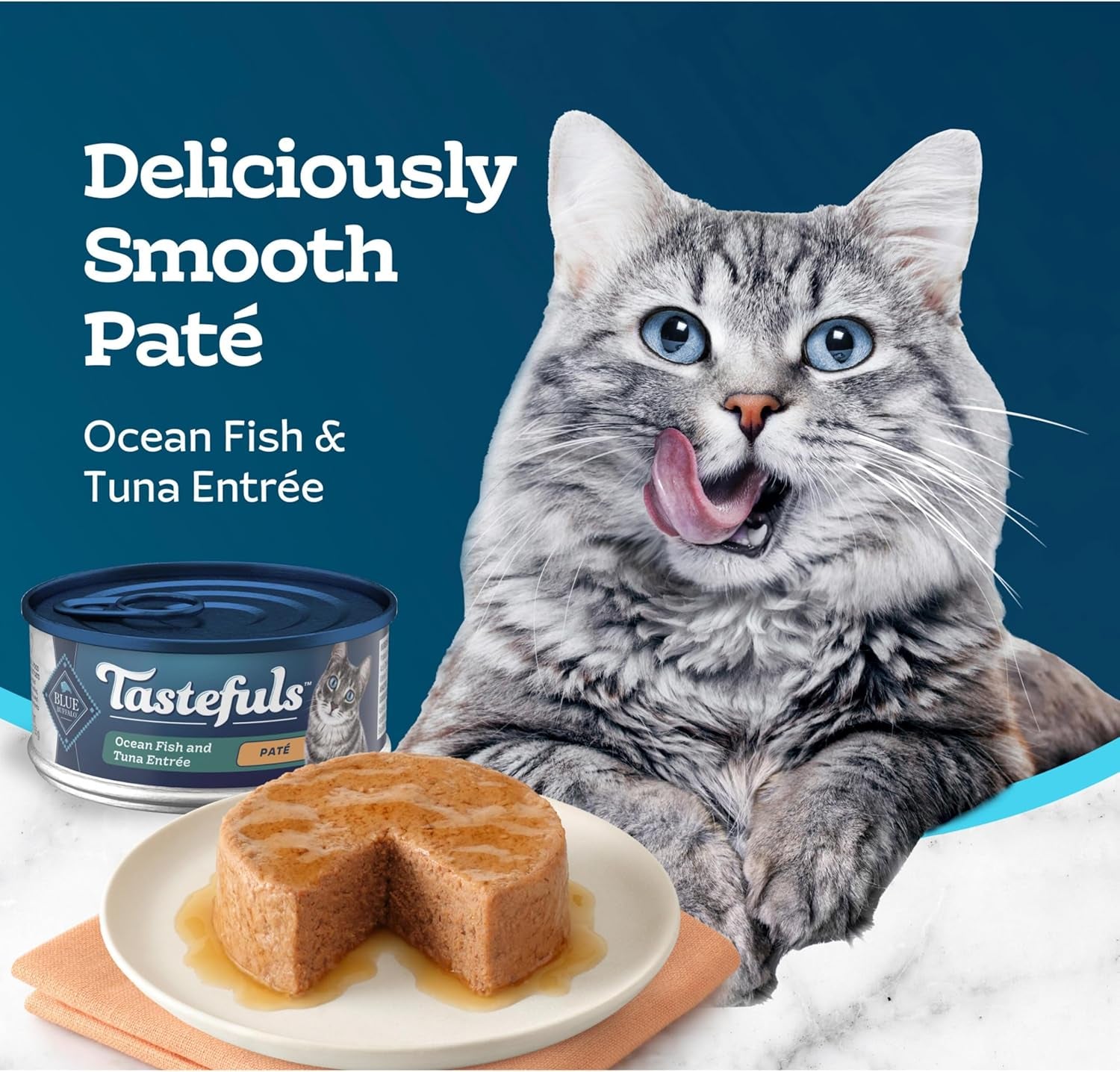 Tastefuls Wet Cat Food Paté, Made with Natural Ingredients, Ocean Fish and Tuna Entrée, 5.5-Oz Cans (24 Count)