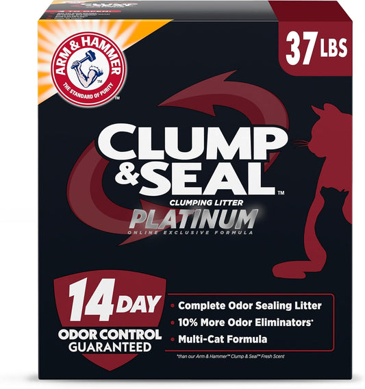 Clump & Seal Platinum, Complete Odor Sealing Clumping Cat Litter, Multi-Cat, 14-Day Odor Control, Online Exclusive Formula, 37 Lbs