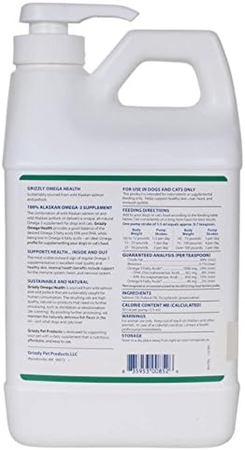 Omega Health Liquid Omega-3 Supplement for Dogs and Cats, 64 Ounce Jug