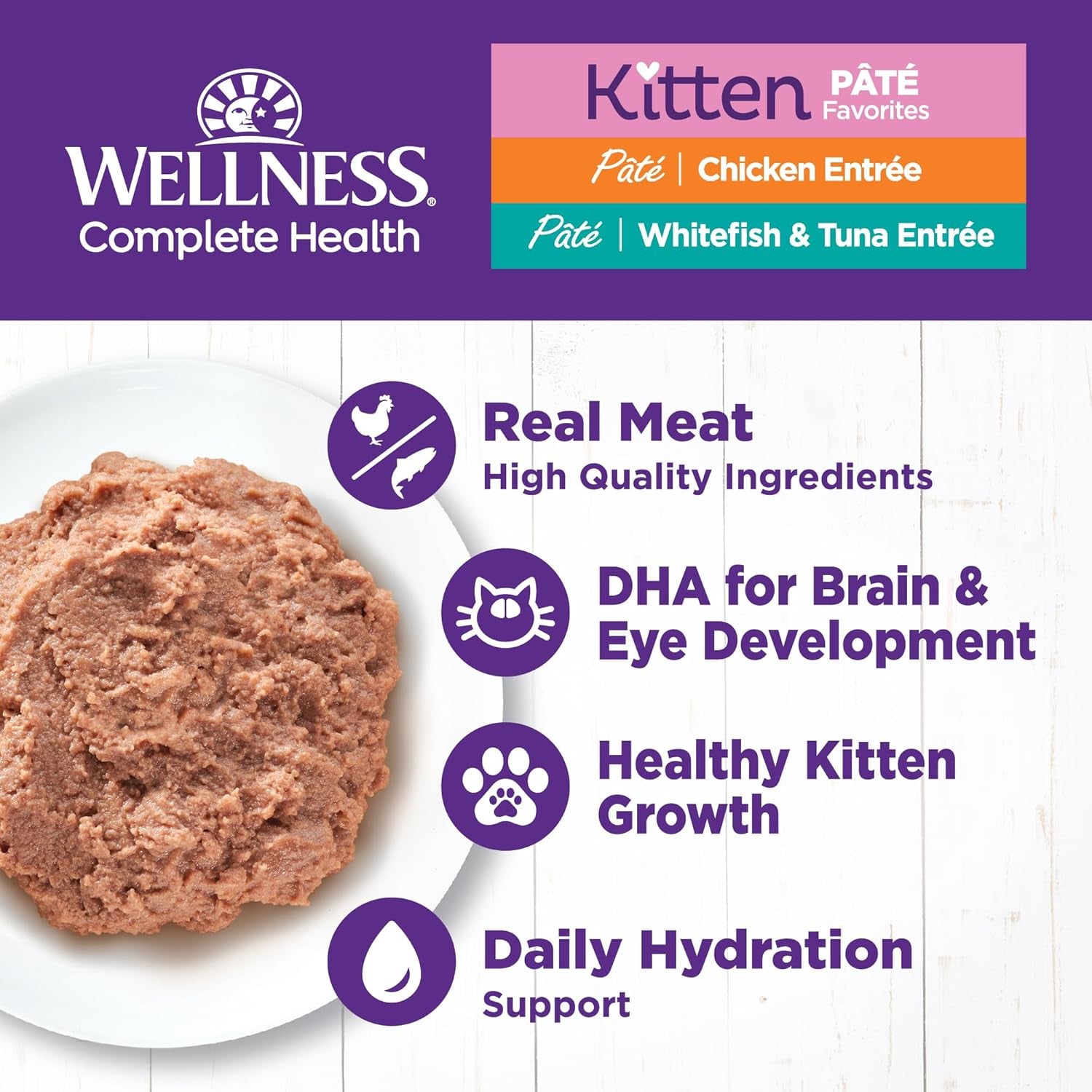 Complete Health Pate Kitten Wet Cat Food, Natural, Protein-Rich, Grain Free, 3 Ounce, 12 Pack, (Whitefish & Chicken Variety Pack)